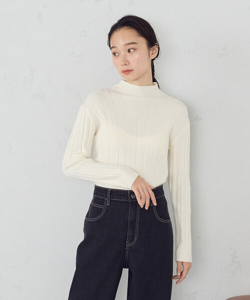 COMME CA ISM（コムサイズム）の「ランダムリブニット（ニット/セーター・レディース・ホワイト/ブラック/ベージュ/グレー・MEDIUM/LARGE）」の9枚目の写真