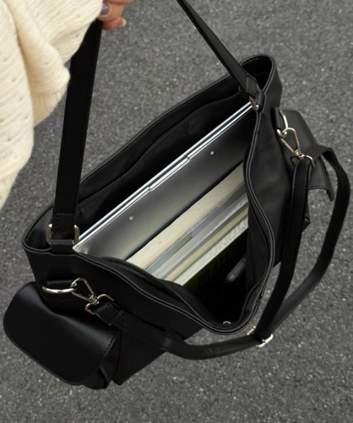 セール】大容量マルチポケット レザーショルダーバッグ 韓国ストリート