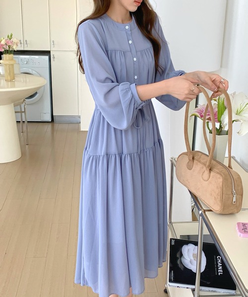 FINEnough(ファインナフ)の「ヘンリーネックバンドカラーティアードワンピース(ワンピース・レディース・ホワイト/ブラック/ブルー・FREE)」の22枚目の写真