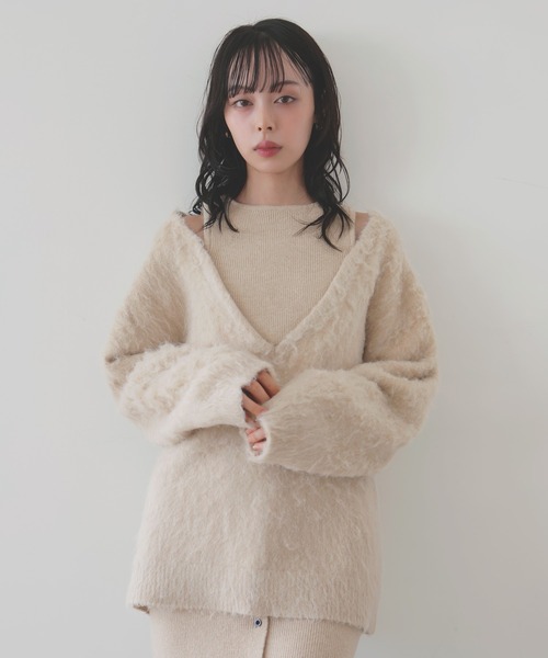 アンサンブル風Vネックニットプルオーバー（ニット/セーター）｜LIAN