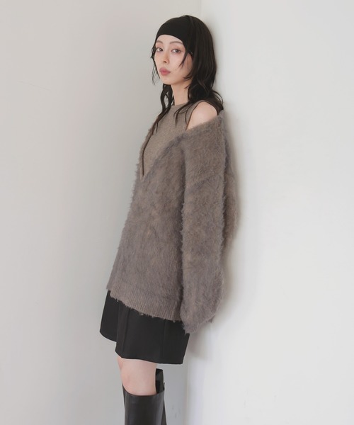 【新品タグ付き】アンサンブル風Uネックニット UNTITLED（アンタイトル） ニット セーター 「アンサンブル可/洗える