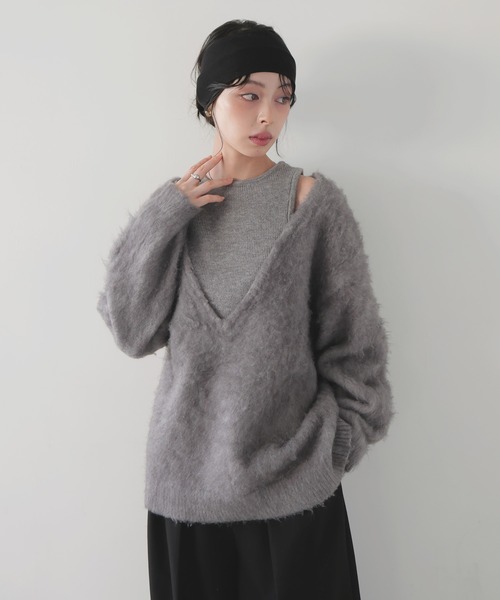 新品未使用のピッコーネのアンサンブル風ニット アンサンブル風2WAY刺繍ニット|スタジオピッコーネ - ゴルフウェアや