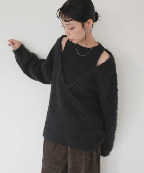 アンサンブル風Vネックニットプルオーバー（ニット/セーター）｜LIAN