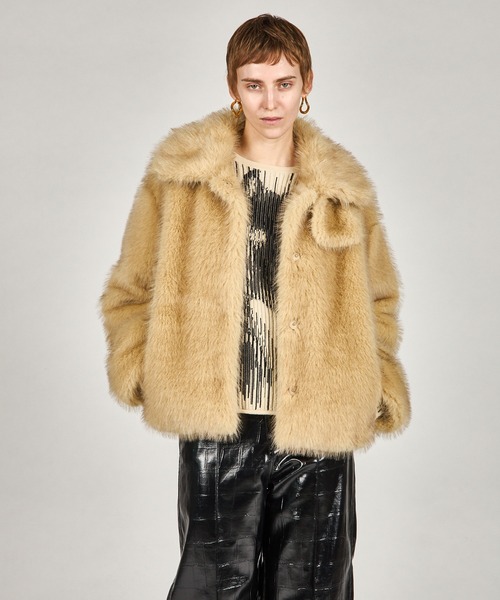 PRANK PROJECT(プランクプロジェクト)の「フェイクファーショートコート / Faux Fur Short Coat(その他アウター・レディース・ブラウン/アイボリー・FREE)」の15枚目の写真