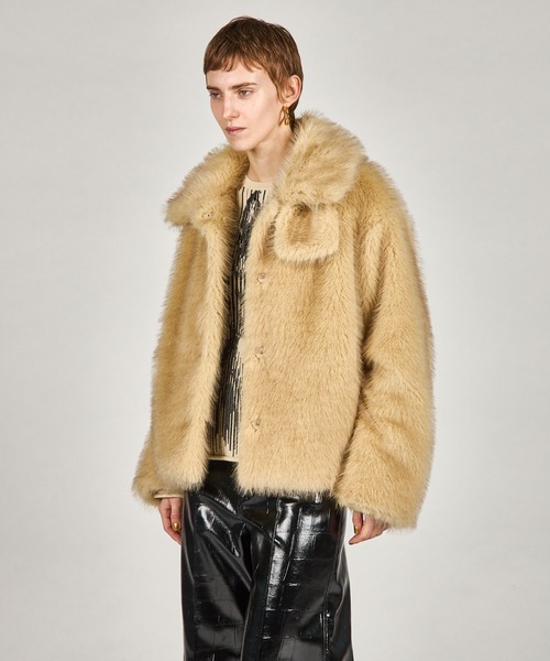 PRANK PROJECT(プランクプロジェクト)の「フェイクファーショートコート / Faux Fur Short Coat(その他アウター・レディース・ブラウン/アイボリー・FREE)」の6枚目の写真