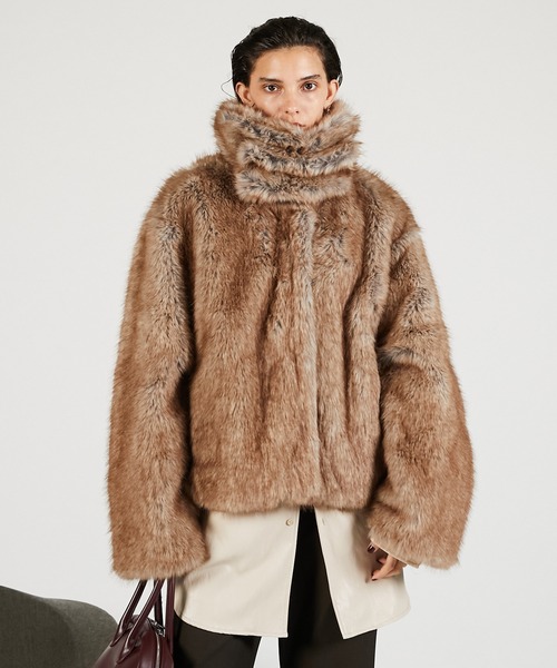 PRANK PROJECT(プランクプロジェクト)の「フェイクファーショートコート / Faux Fur Short Coat(その他アウター・レディース・ブラウン/アイボリー・FREE)」の21枚目の写真