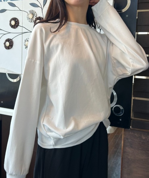 ｔｏｌｅｎｅ（トレネ）の「裾デザインロングスリーブトップス（Tシャツ/カットソー・レディース・ブラック/ホワイト・FREE）」の2枚目の写真