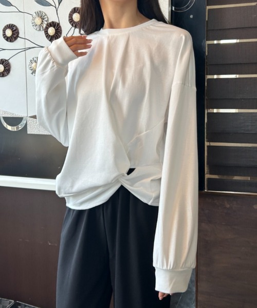 ｔｏｌｅｎｅ（トレネ）の「裾デザインロングスリーブトップス（Tシャツ/カットソー・レディース・ブラック/ホワイト・FREE）」の19枚目の写真