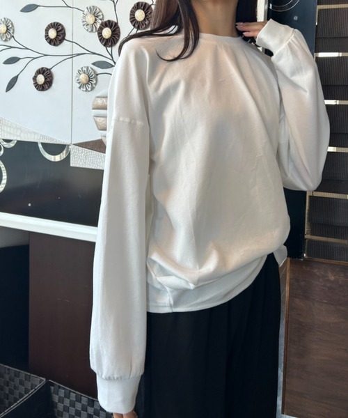 ｔｏｌｅｎｅ（トレネ）の「裾デザインロングスリーブトップス（Tシャツ/カットソー・レディース・ブラック/ホワイト・FREE）」の21枚目の写真