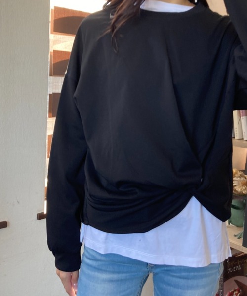 ｔｏｌｅｎｅ（トレネ）の「裾デザインロングスリーブトップス（Tシャツ/カットソー・レディース・ブラック/ホワイト・FREE）」の10枚目の写真