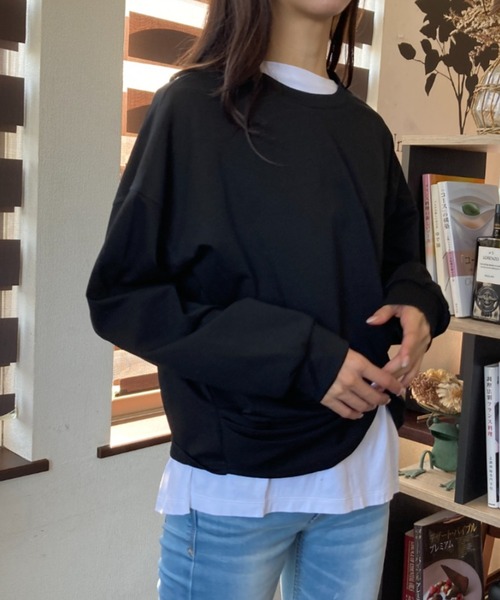 ｔｏｌｅｎｅ（トレネ）の「裾デザインロングスリーブトップス（Tシャツ/カットソー・レディース・ブラック/ホワイト・FREE）」の12枚目の写真