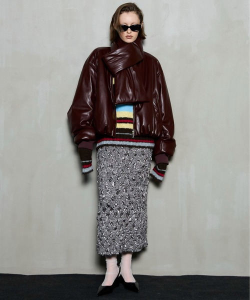 MAISON SPECIAL(メゾンスペシャル)の「Metallic Shirring Skirt / メタリックシャーリングスカート(スカート・レディース・ブラック/シルバー・38/36)」の5枚目の写真