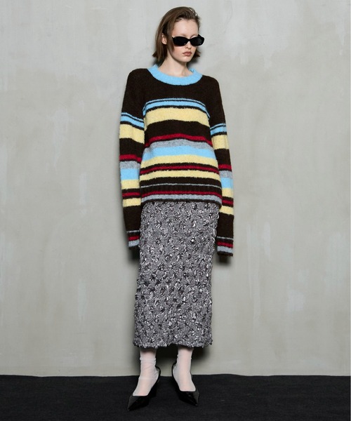 MAISON SPECIAL(メゾンスペシャル)の「Metallic Shirring Skirt / メタリックシャーリングスカート(スカート・レディース・ブラック/シルバー・38/36)」の4枚目の写真