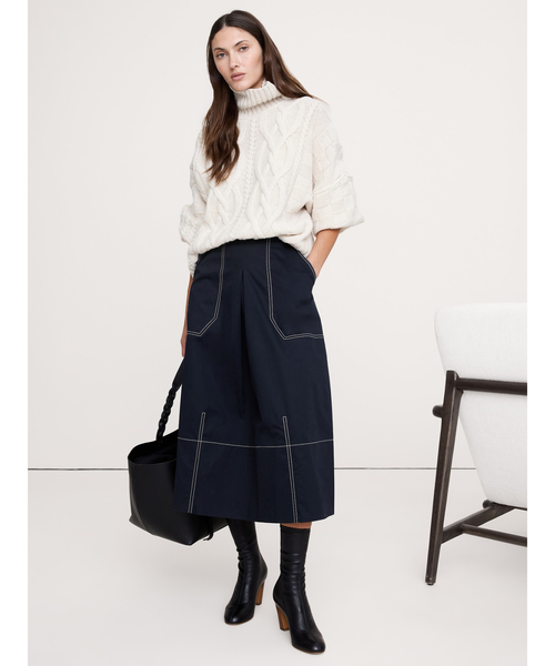 Banana Republic（バナナリパブリック）の「バレル ミディスカート（スカート・レディース・ネイビー・0/2/4/6/8）」の2枚目の写真