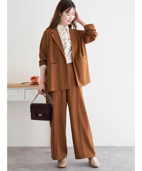 アメリテーラージャケットセットアップブラウン ブラック 【EDWINコラボ】デニムライク ウールセットアップ ジャケット