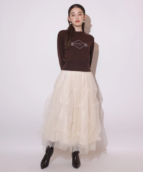 未使用♡今期新作　Rirandture パールタッキングチュールスカート パールタッキングチュールスカート（スカート）｜Rirandture（リランド