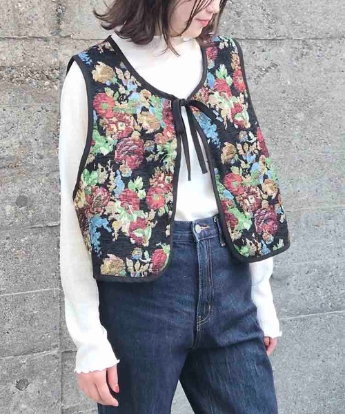 Bleu Bleuet（ブルーブルーエ）の「ゴブランベスト（ベスト・レディース・ブラック/ブルーグリーン・FREE）」の6枚目の写真