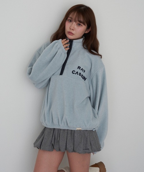 RAY CASSIN（レイカズン）の「ハーフジップ胸刺繍フリース（スウェット・レディース・チャコールグレー/ブルー/ベージュ系その他2/ライトベージュ/ベージュ系その他3・FREE）」の5枚目の写真