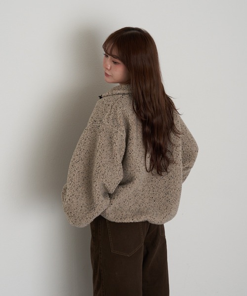 RAY CASSIN（レイカズン）の「ハーフジップ胸刺繍フリース（スウェット・レディース・チャコールグレー/ブルー/ベージュ系その他2/ライトベージュ/ベージュ系その他3・FREE）」の7枚目の写真