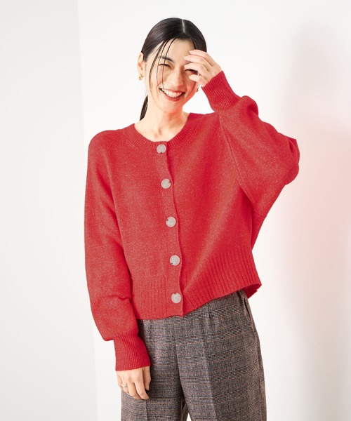 Mac-House（マックハウス）の「Idnes ヤクライククルーカーディガン（カーディガン/ボレロ・レディース・ブラウン/レッド/ライトグレー/アイボリー・M）」の5枚目の写真