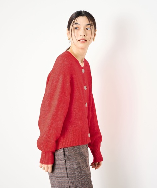 Mac-House（マックハウス）の「Idnes ヤクライククルーカーディガン（カーディガン/ボレロ・レディース・ブラウン/レッド/ライトグレー/アイボリー・M）」の6枚目の写真