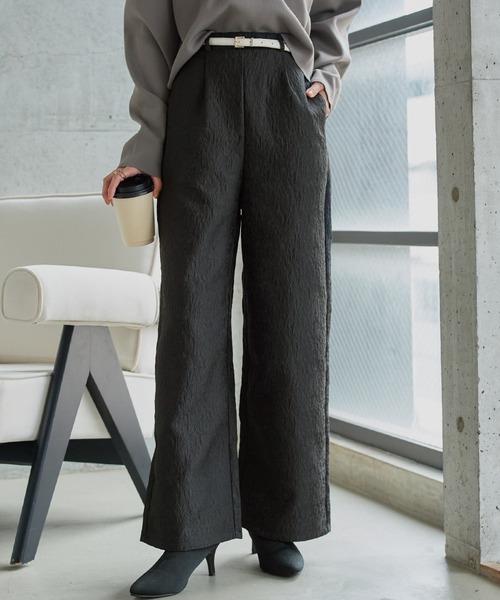 KOBE LETTUCE(コウベレタス)の「ジャガードワイドパンツ(その他パンツ・レディース・ブラック/アイボリー系・M/PM)」の1枚目の写真