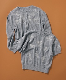 STRAWBERRY-FIELDS | エイミーアンゴラ_リボンモチーフ刺しゅうニット(ニット/セーター)