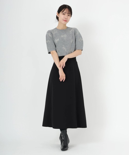 STRAWBERRY-FIELDS(ストロベリーフィールズ)の「エイミーアンゴラ_リボンモチーフ刺しゅうニット(ニット/セーター・レディース・オフホワイト/グレー・2)」の10枚目の写真