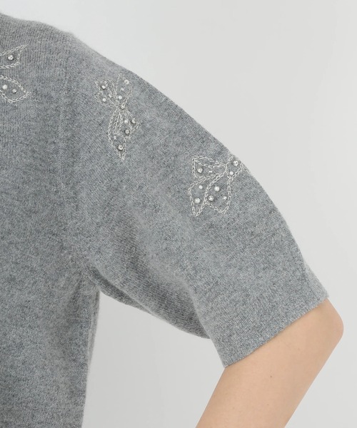 STRAWBERRY-FIELDS(ストロベリーフィールズ)の「エイミーアンゴラ_リボンモチーフ刺しゅうニット(ニット/セーター・レディース・オフホワイト/グレー・2)」の8枚目の写真