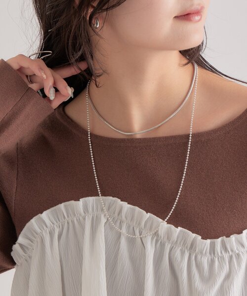 mystic（ミスティック）の「スネイクチェーンネックレス（リング・レディース・シルバー・ONE SIZE）」の2枚目の写真