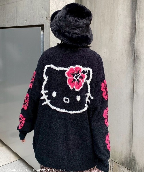 Candy Stripper(キャンディストリッパー)の「【HELLO KITTY】HIBISCUS KNIT カーディガン(カーディガン/ボレロ・レディース・アイボリー/ピンク/ブラック/レッド・FREE)」の2枚目の写真