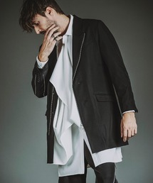 セール】【NO ID.】Cow Leather Switching Chester Coat / カウ レザー