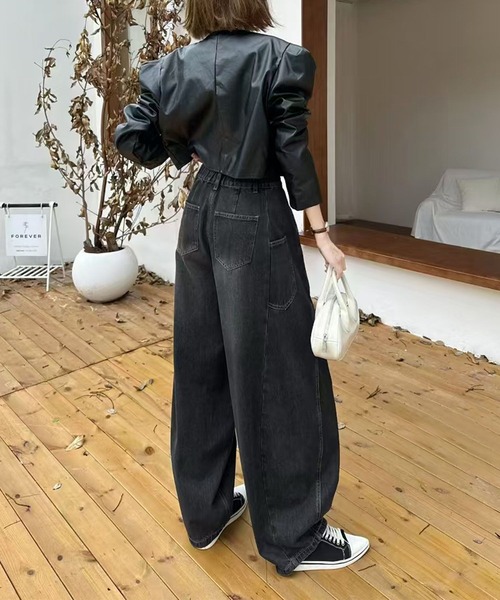 アイムイン　バルーン2wayパンツBlack セール】ワイドバルーンデニムパンツ（デニムパンツ）｜aimoha
