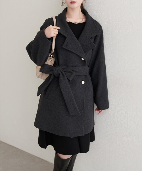 ナチュラルクチュール　〈ako〉スタンドカラーミドル丈コート ako〉スタンドカラーミドル丈コート（その他アウター）｜natural