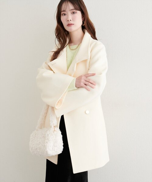 ako〉スタンドカラーミドル丈コート（その他アウター）｜natural