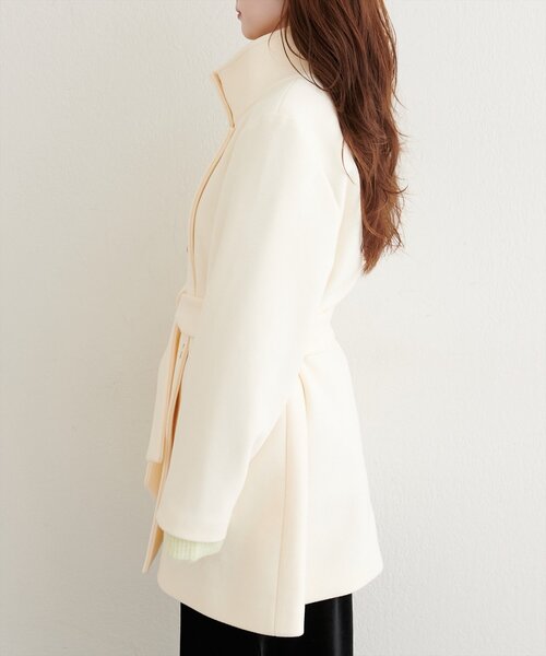 natural couture（ナチュラルクチュール）の「〈ako〉スタンドカラーミドル丈コート（その他アウター・レディース・アイボリー/チャコールグレー/グリーン/ベージュ・FREE）」の11枚目の写真