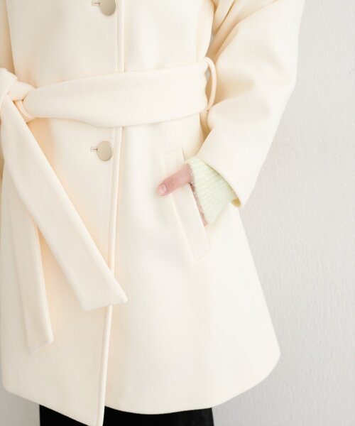 natural couture（ナチュラルクチュール）の「〈ako〉スタンドカラーミドル丈コート（その他アウター・レディース・アイボリー/チャコールグレー/グリーン/ベージュ・FREE）」の17枚目の写真
