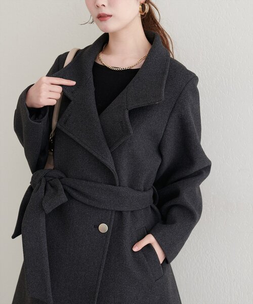 セール】〈ako〉スタンドカラーミドル丈コート（その他アウター