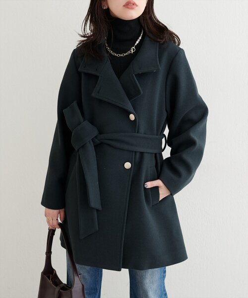 セール】〈ako〉スタンドカラーミドル丈コート（その他アウター