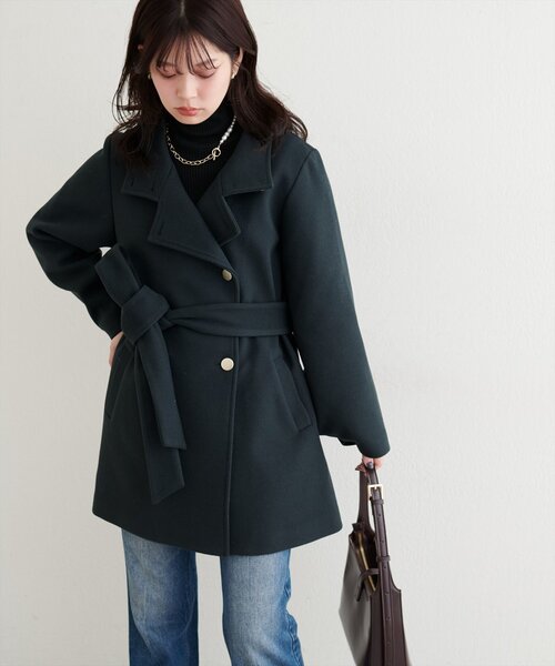 ナチュラルクチュール　コート ako〉スタンドカラーミドル丈コート | natural couture(ナチュラル