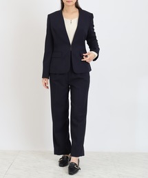 TRUDEA（トルディア）の「ウール調カラーレスジャケット(セットアップスーツ対応)（スーツジャケット）」