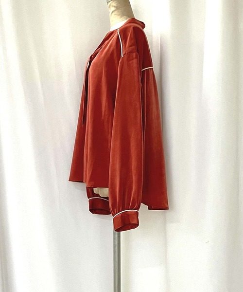 Q（キュー）の「ラインボウタイブラウス（シャツ/ブラウス・レディース・アイボリー/テラコッタ・MEDIUM）」の15枚目の写真