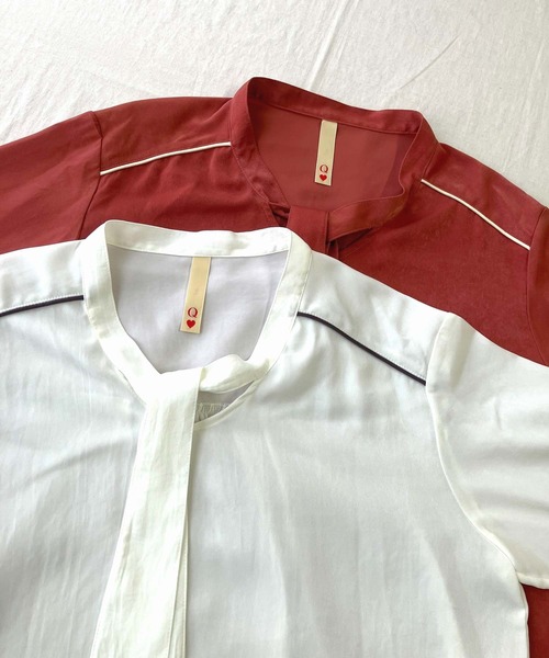 Q（キュー）の「ラインボウタイブラウス（シャツ/ブラウス・レディース・アイボリー/テラコッタ・MEDIUM）」の11枚目の写真