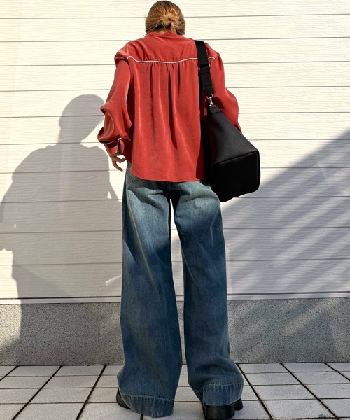 Q（キュー）の「ラインボウタイブラウス（シャツ/ブラウス・レディース・アイボリー/テラコッタ・MEDIUM）」の20枚目の写真