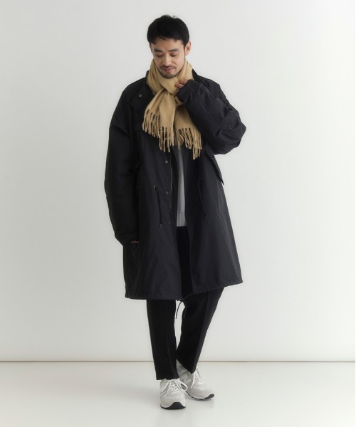 BACK NUMBER（バックナンバー）の「【BACK NUMBER】無地 大判 マフラー フリンジ (ストール/ユニセックス/プレゼント/保温/起毛)（マフラー・メンズ・ブラック/ベージュ/グレー・フリー）」の11枚目の写真