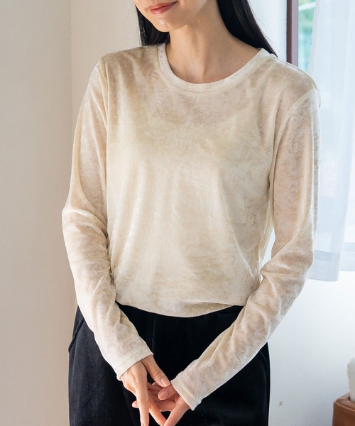 No Rule No Line(ノール-ルノーライン)の「クラッシュベロアクルーネックトップス(Tシャツ/カットソー・レディース・オフホワイト/グレー/ブラック・FREE)」の20枚目の写真