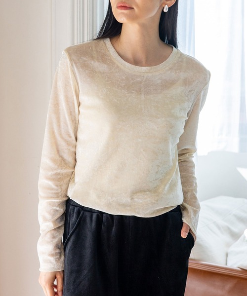 No Rule No Line(ノール-ルノーライン)の「クラッシュベロアクルーネックトップス(Tシャツ/カットソー・レディース・オフホワイト/グレー/ブラック・FREE)」の22枚目の写真
