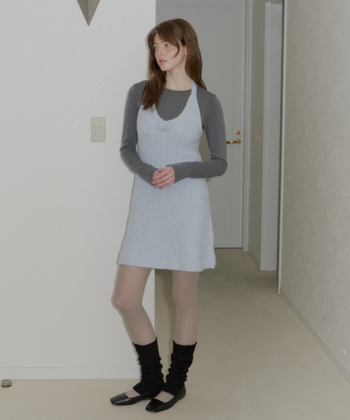 GIUNON（ジウノン）の「2way flower knit dress / 2way フラワーニットワンピース（ワンピース・レディース・グレー/ブルー/アイボリー・FREE）」の7枚目の写真