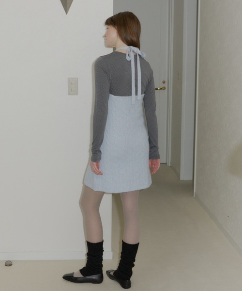 GIUNON（ジウノン）の「2way flower knit dress / 2way フラワーニットワンピース（ワンピース・レディース・グレー/ブルー/アイボリー・FREE）」の9枚目の写真