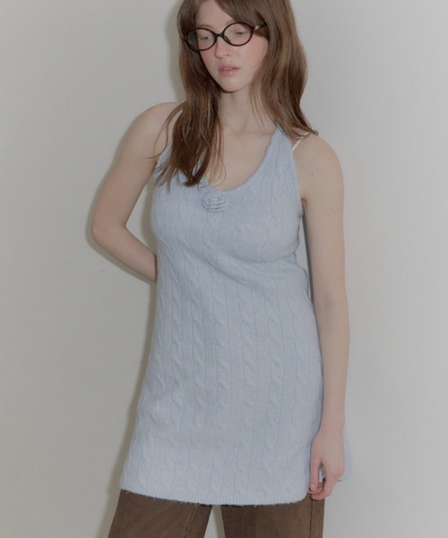 GIUNON（ジウノン）の「2way flower knit dress / 2way フラワーニットワンピース（ワンピース・レディース・グレー/ブルー/アイボリー・FREE）」の17枚目の写真